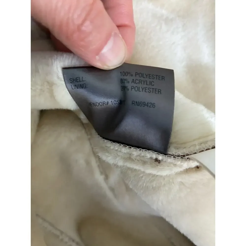 Women’s double-breasted faux shearling wrap coat- tan - size S - Picture 12 of 12